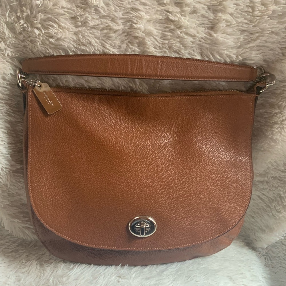COACH COGNAC LEATHER FLAP HOBO
